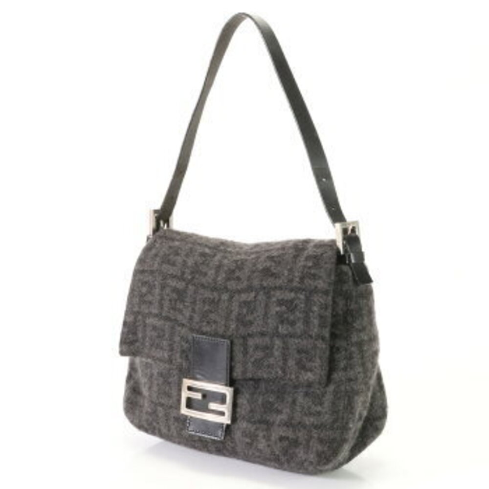 Fendi Handbag Bucket Leather Mamma Shoulder Black Tote Bag Zucca